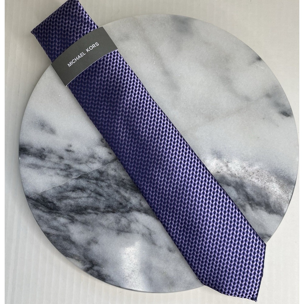 Michael Kors Necktie Mens OS Purple Geometric Honeycomb Silk Blend Teacher Work